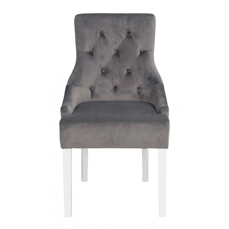 RO Stell Dining Chair Grey Plush/White